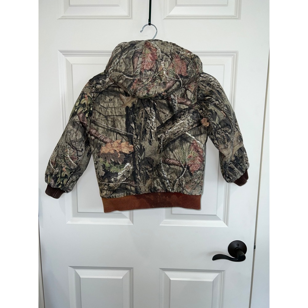 Carhartt Boys Mossy Oak Camo Hooded Duck Canvas Quilted Lined Jacket Size XS 6 - Picture 2 of 7